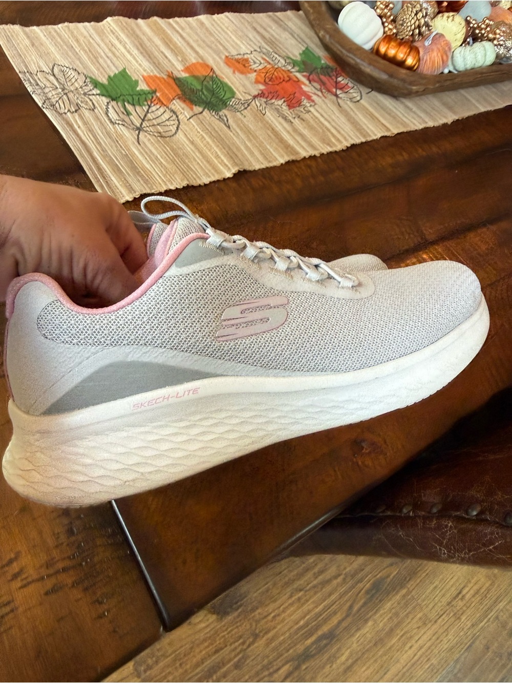 Skechers Women’s White and Light Pink Slip-On Athletic Sneaker